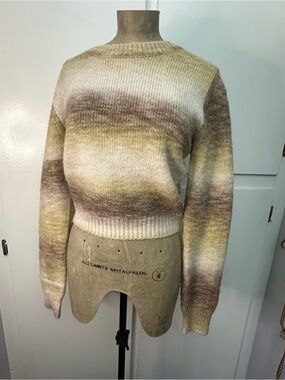 Ombre Crewneck Sweater in Cream, Tan & Brown